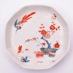 a chelsea 'raised anchor' 1752-53 saucer with kakiemon inspired decoration (fs17/61)